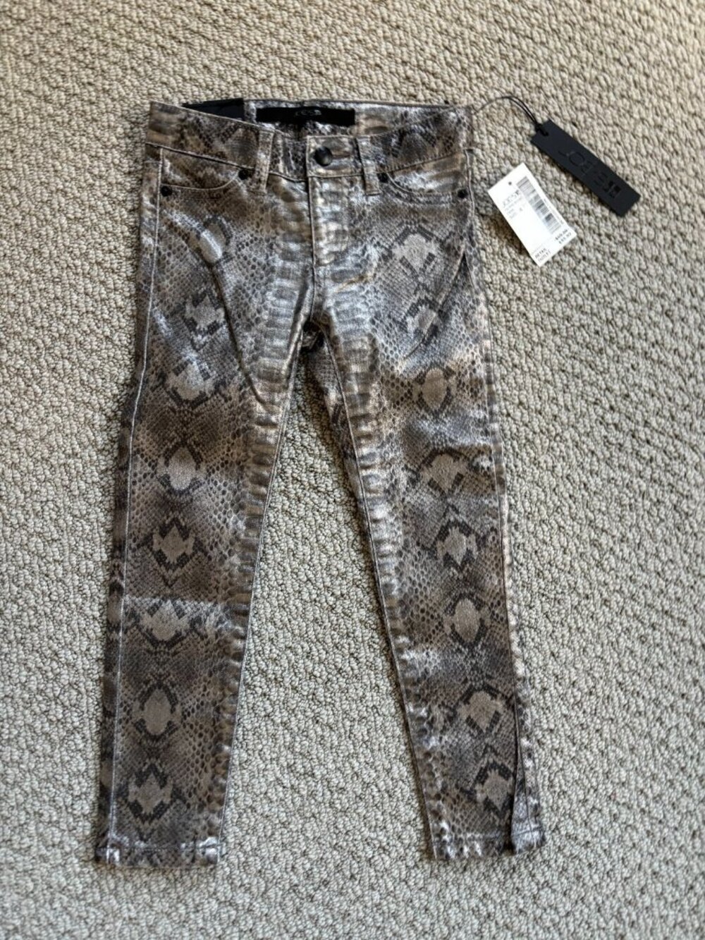 Joe’s Jeans Girls Size 4 Snakeskin Print Skinny Pants Stretch Designer Denim NWT